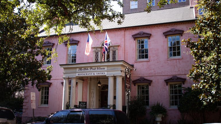 The Charming Hue of Savannah's Historic Olde Pink House Restaurant Happened by Chance