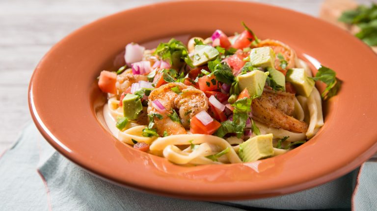 Mexican Shrimp Pasta in Creamy Sauce with Pico De Gallo Recipe