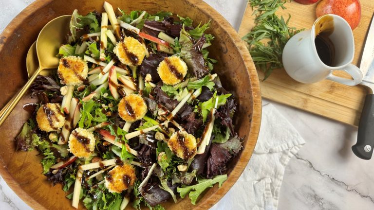 Recipe for Crisp Apple and Panko-Crusted Goat Cheese Salad