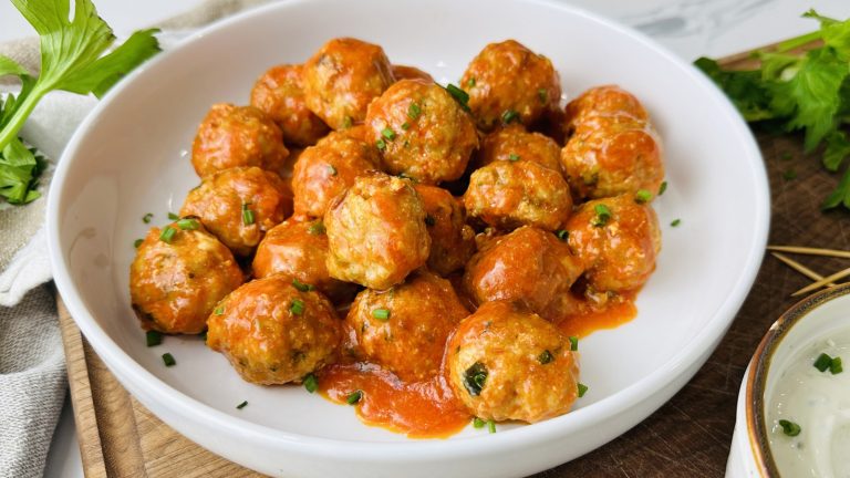 Buffalo Chicken and Gorgonzola Meatballs Bursting with Tangy Heat